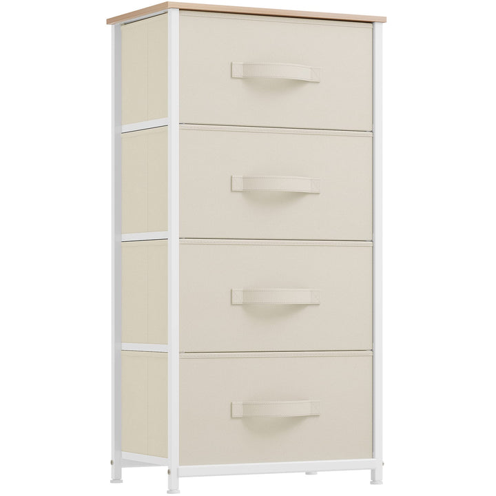 YITAHOME Kommode, 4 Stoffschubladen mit Griffen, Aufbewahrungsschrank, Schubladenschrank, Schrank, M