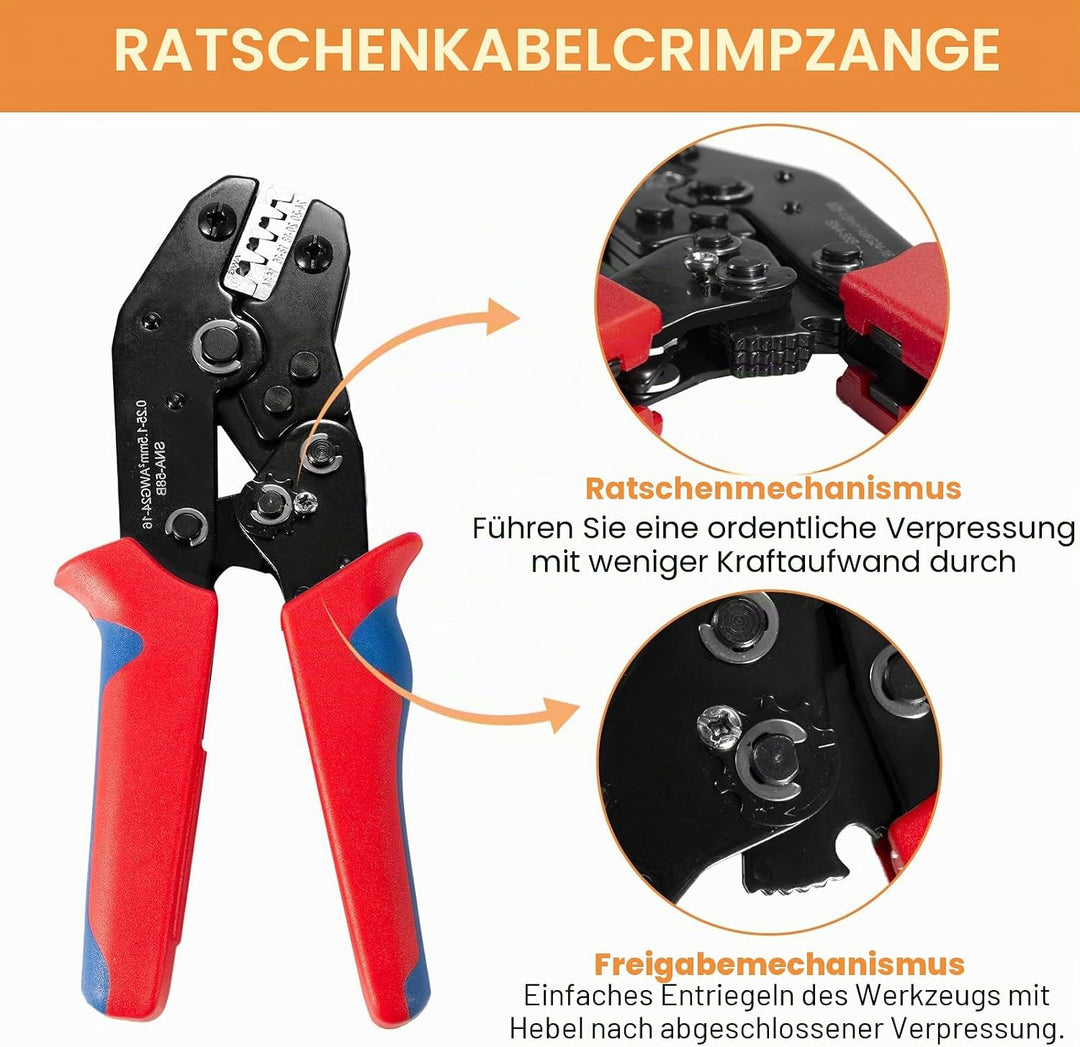 Draht Crimpzange mit Ratsche, Amliber Ratsche Wire Crimper Tool für offene Zylinderklemmenverbinder,