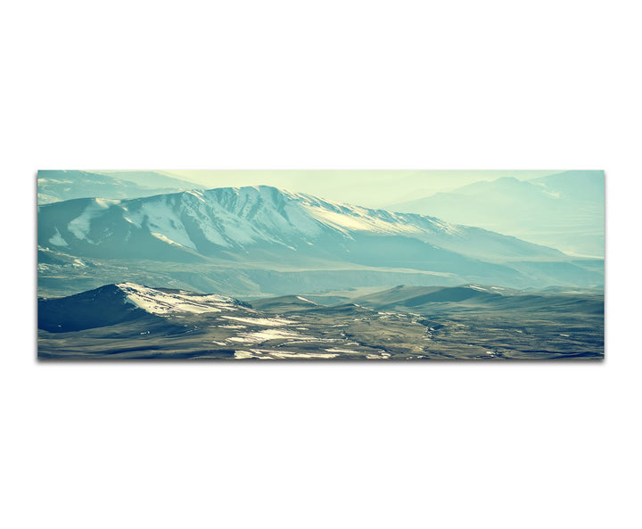 Paul Sinus Art Panoramabild auf Leinwand und Keilrahmen 150x50cm Berge Gebirge Schnee Landschaft Dun