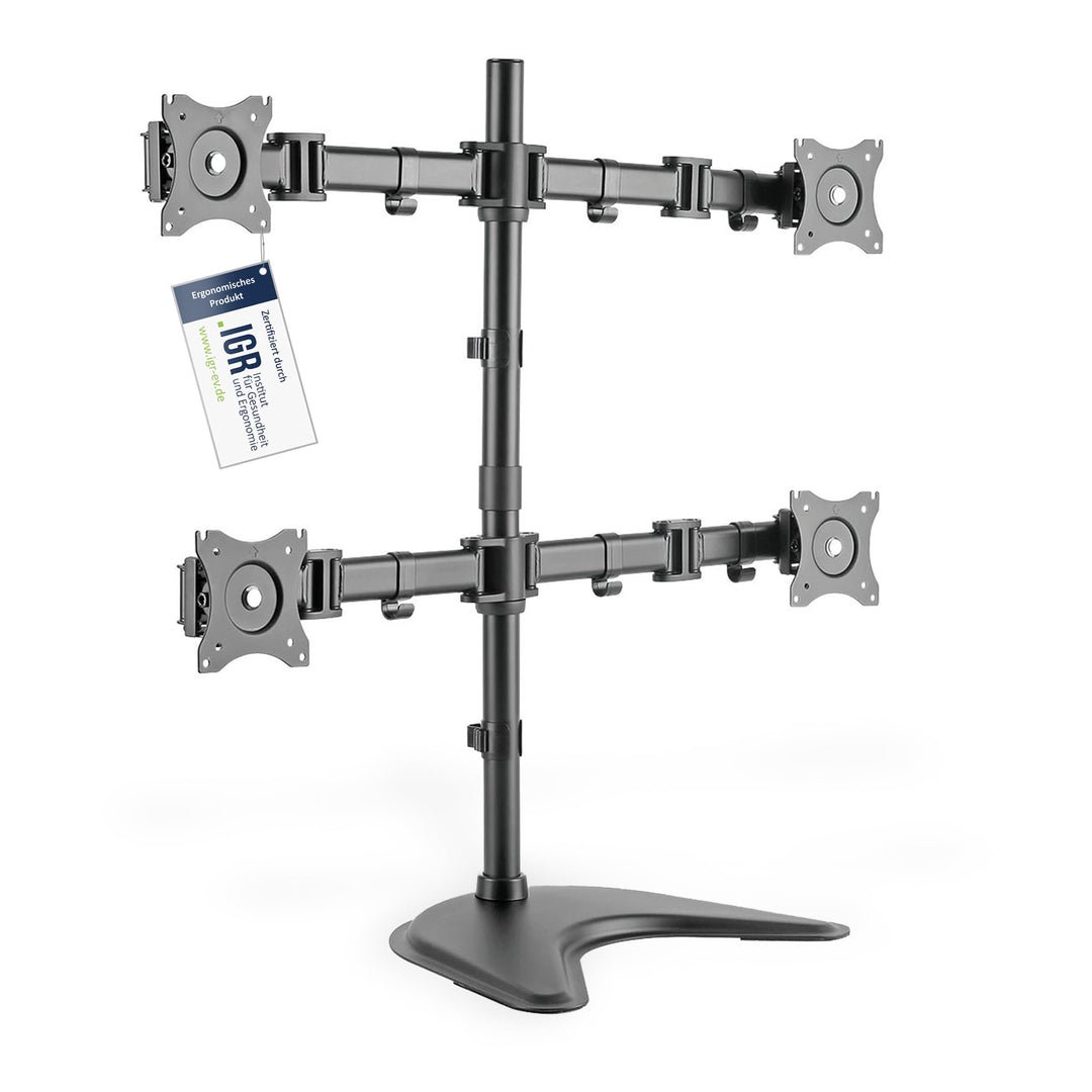 DIGITUS Monitorhalterung - Standfuss - 4 Monitore - Bis 27 Zoll - Bis 4x 8 kg - VESA 75x75, 100x100