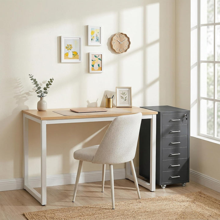 Relaxdays Rollcontainer, 6 Schubladen, HxBxT: 69 x 28 x 41 cm, abschliessbar, Aktenschrank auf Rolle