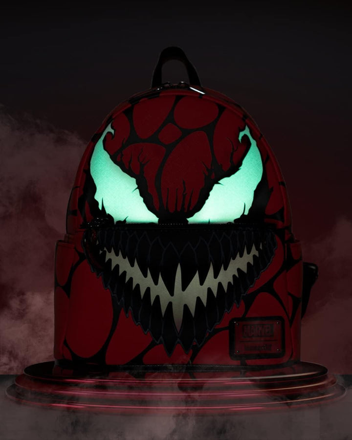 Loungefly Marvel Glow in the Dark Carnage Cosplay Mini-Rucksack, Mehrfarbig, Einheitsgrösse, MVBK021