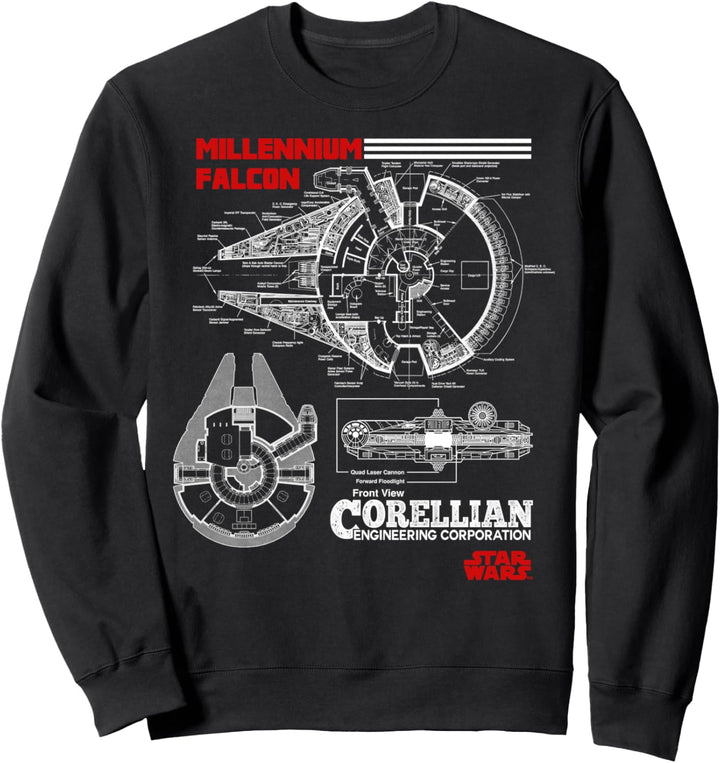 Star Wars Millennium Falcon Red Schematics Poster Sweatshirt