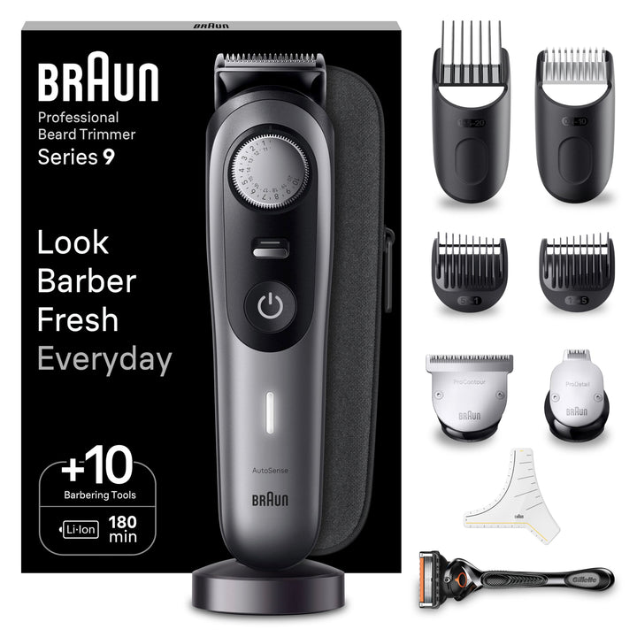 Braun Barttrimmer, Trimmer/Haarschneider Herren, Haarschneidemaschine Profi, 40 Einstellungen, Lades