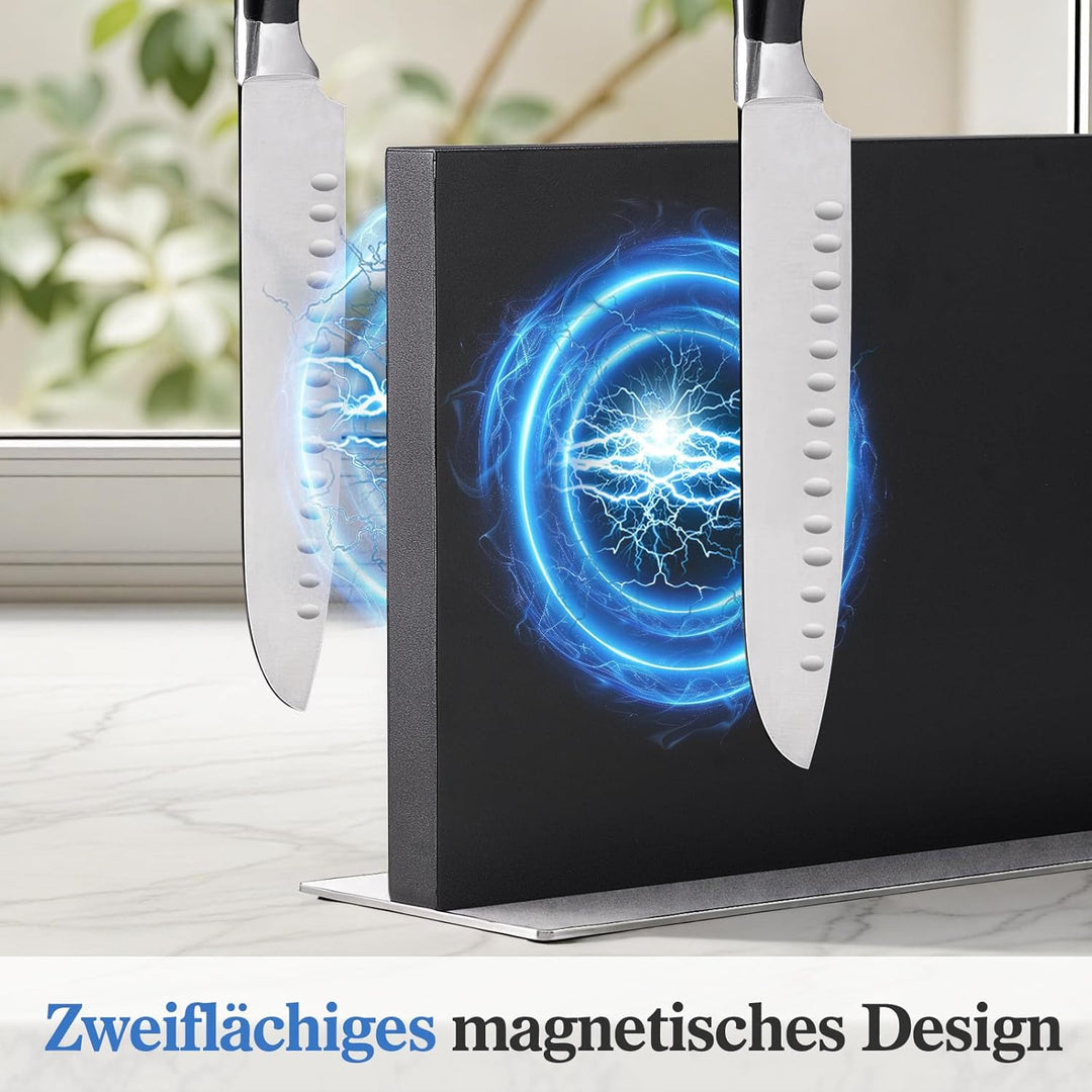 ENOKING Grosser Messerblock Magnetischer ohne Messer, 35 cm schwarz Messerhalter Magnetisch aus Edel