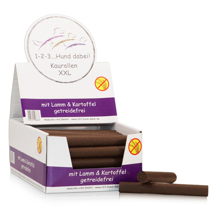 123... Hund dabei! - Kaurollen XXL 50er Tray (Lamm) - Dentalkaurolle - Getreidefrei - Vorteilspaket