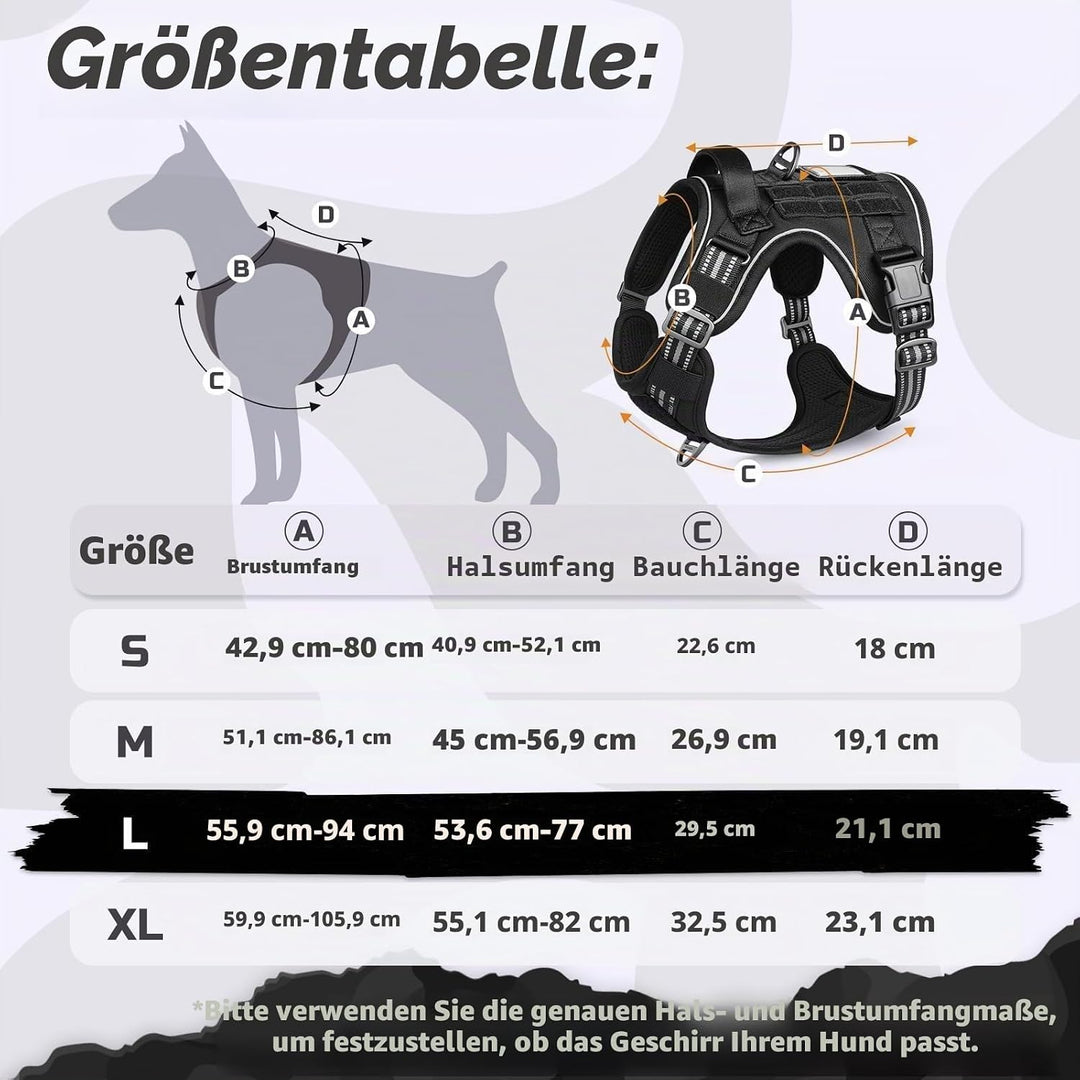 rabbitgoo Hundegeschirr Grosse Hunde, Anti Zug Geschirr Hund Verstellbar mit Griffe Verbreitert, Rob