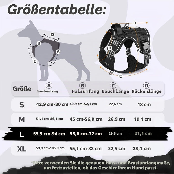 rabbitgoo Hundegeschirr Grosse Hunde, Anti Zug Geschirr Hund Verstellbar mit Griffe Verbreitert, Rob