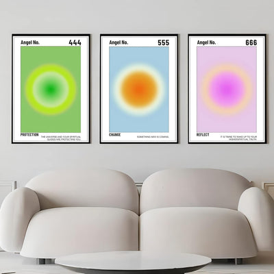 LXTOPN Engel Nummer Poster - Bunte Gradient Aura Poster,Wandkunst, positive Energiemalerei für Zimme