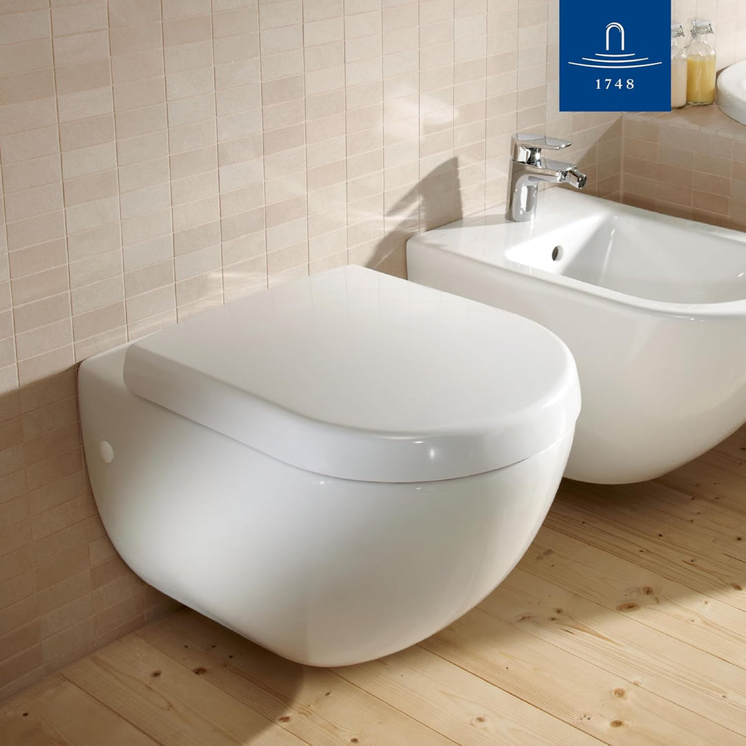 Villeroy & Boch Subway WC-Sitz, Toilettendeckel mit Absenkautomatik, abnehmbarer Toilettensitz aus b
