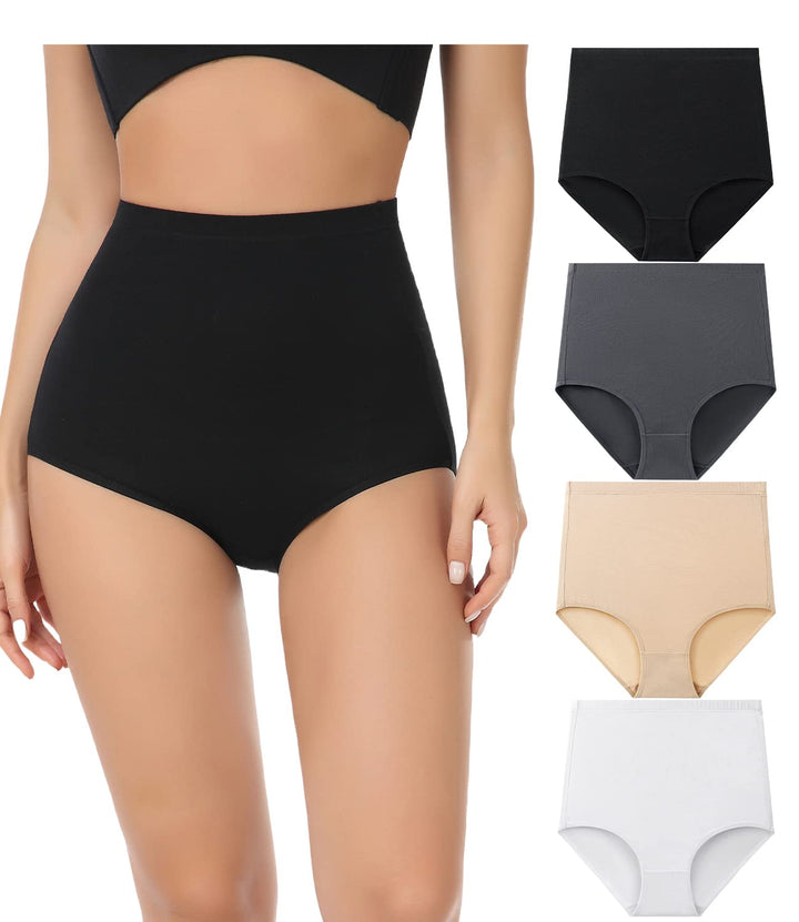 wirarpa Unterhosen Damen Baumwolle Unterwäsche Super Hohe Taille Frauen Slips 4er Pack S Mehrfarbig0