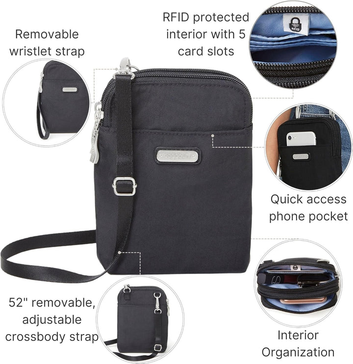 Baggallini Damen Take Two RFID Bryant Crossbody Schwarz, Schwarz