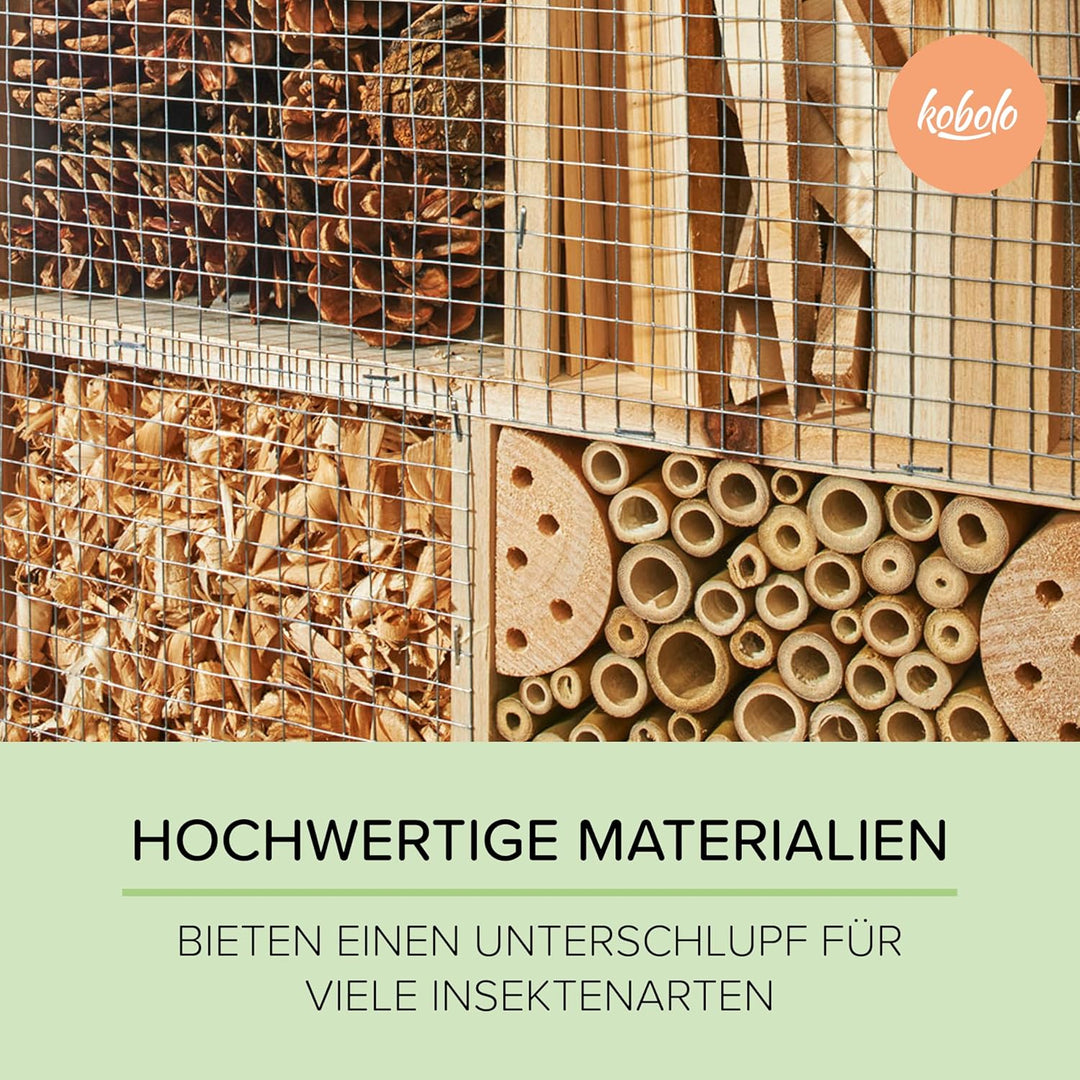 Insektenhotel Insektenhaus BEE aus Tannenholz 40x67x82 cm - mit Füllung aus verschiedenen Materialie