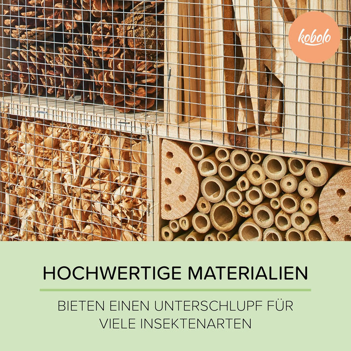 Insektenhotel Insektenhaus BEE aus Tannenholz 40x67x82 cm - mit Füllung aus verschiedenen Materialie