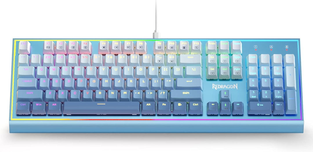 Redragon K654 RGB-Gaming-Tastatur, 104 Tasten Kabelgebundene Mechanische Tastatur mit Gewichtetem Al