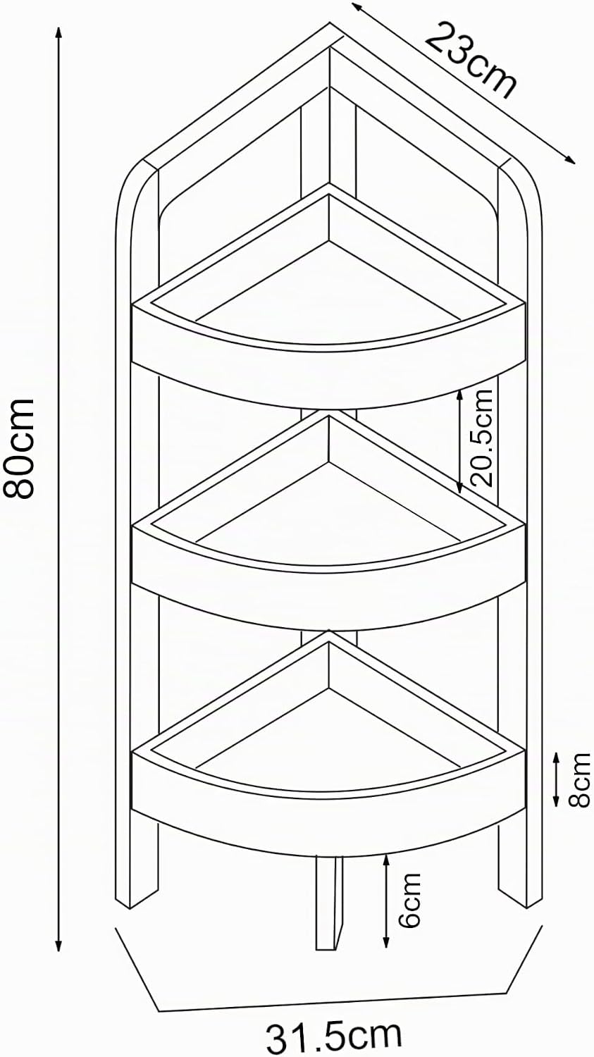 [en.casa] Eckregal Tervola Badregal mit 3 Ablagen Badezimmerregal 80 x 23 x 23 cm Standregal Küchere