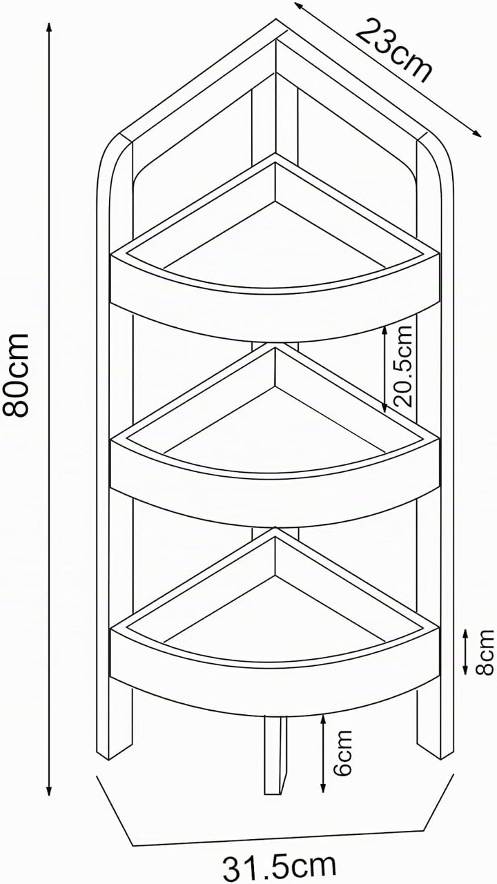 [en.casa] Eckregal Tervola Badregal mit 3 Ablagen Badezimmerregal 80 x 23 x 23 cm Standregal Küchere