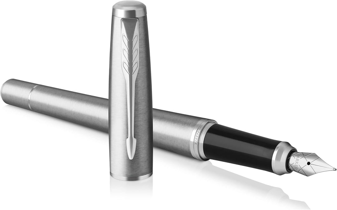 Parker Urban Füller | Metro Metallic | Füllfederhalter mit mittlerer Feder und blauer Tinte | Gesche