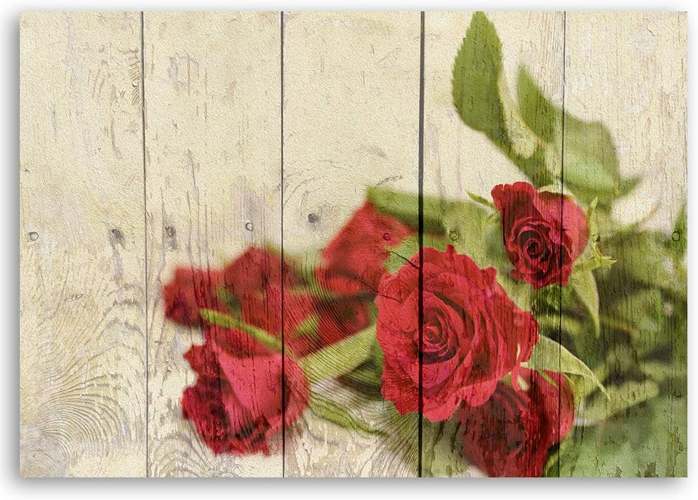 Wanddeko Rosen Kunst modern Bilder Blumen Rot 100x70 cm Deko Paneel 100x70 cm Rot_a, Deko Paneel 100
