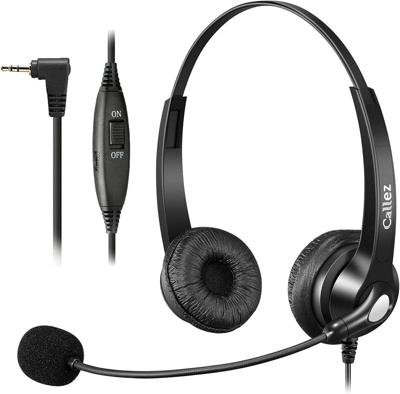 Telefon Headset 2,5mm mit Mikrofon Noise Cancelling, Schnurlos Festnetztelefone Kopfhörer DECT Kompa