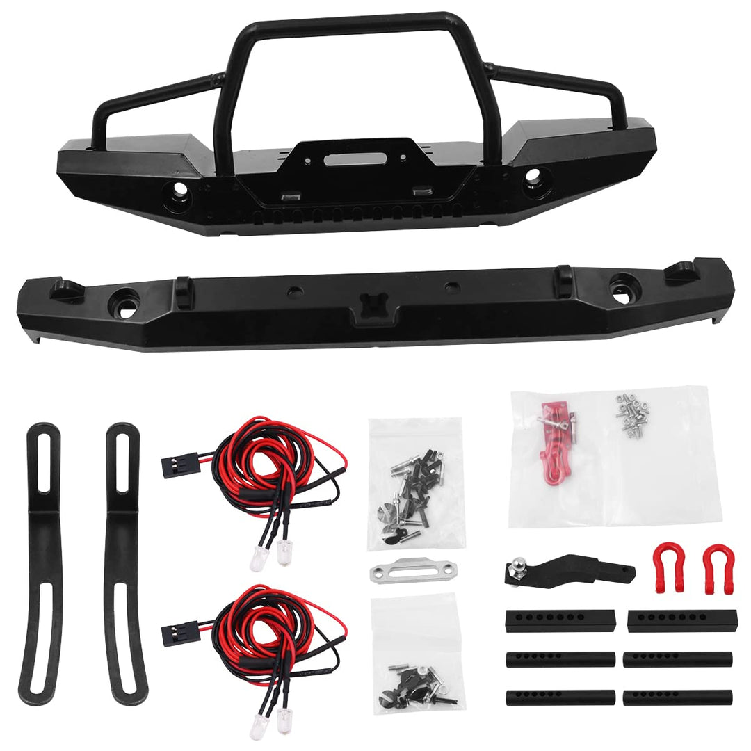 WANGCL RC Auto Metallstossstange nachrüstbar mit Winde Front- und Heckstossstange mit LED Licht D Sc