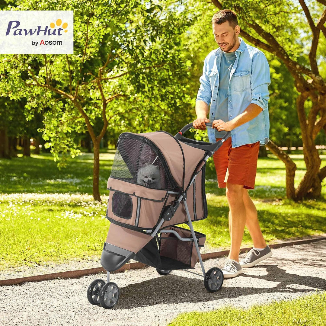 PawHut Hundewagen Hundebuggy Buggy Hunde Katzen Pet Stroller Hunde Buggy Kaffeebraun Kaffeebraun 75L