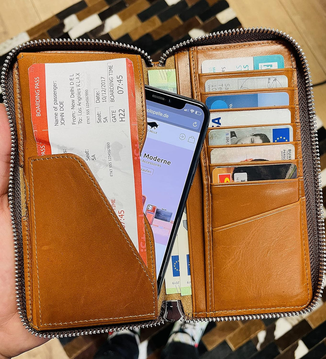 Solo Pelle Universal Wallet passend für Apple iPhone 12 + 13 und Geräte bis 7,1 Zoll Reiseetui I Gel