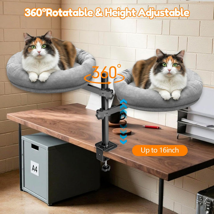 homegroove Katze Schreibtisch Bett, Katze Bett für Schreibtisch mit 360 ° Drehung & Höhenverstellbar