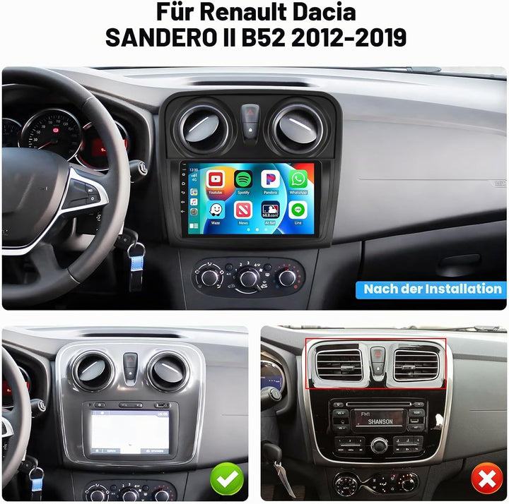 Hikity [2+64GB] Android 15 Autoradio, CarPlay Android Auto Wireless, für Renault Dacia SANDERO II B5
