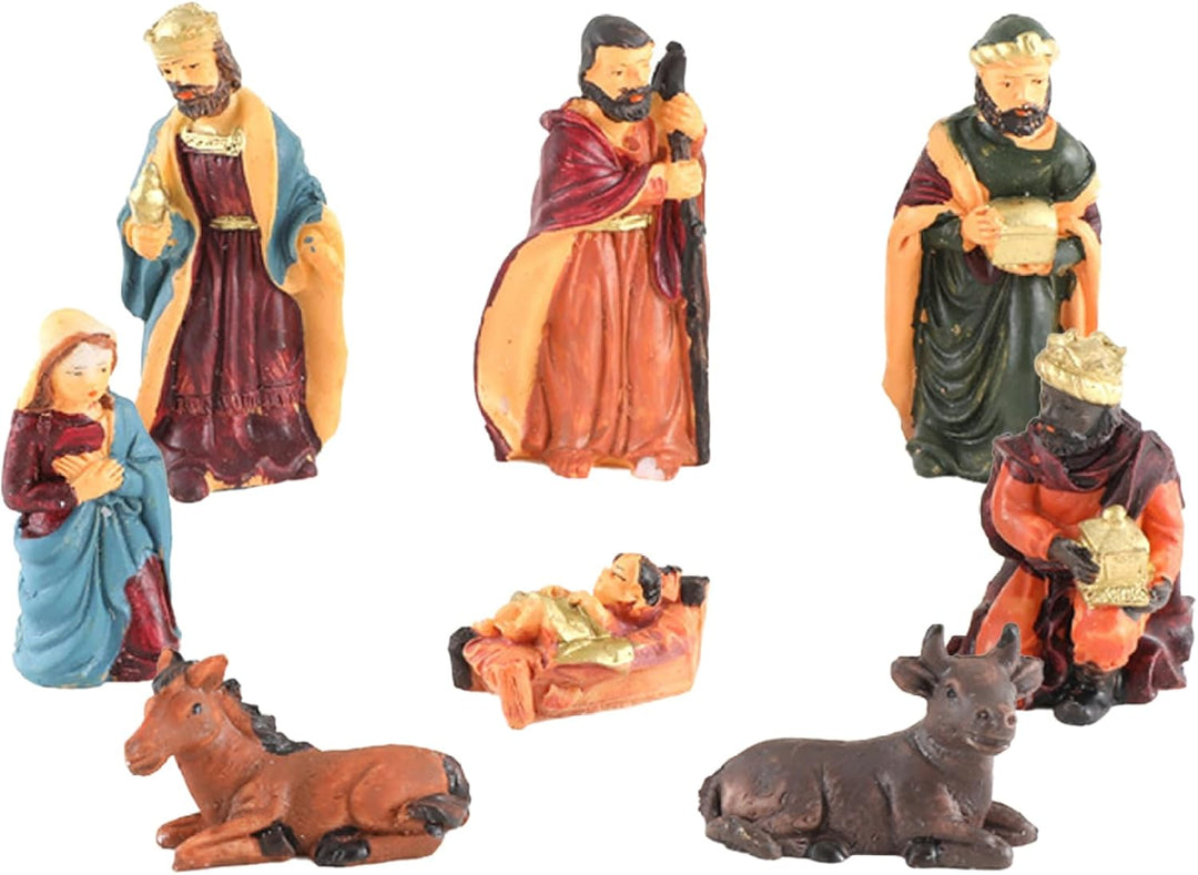8pcs/festgelegte Weihnachtskrippe Sets Harzgeborene Set mit Jesuskind und Tieren realistische Krippe