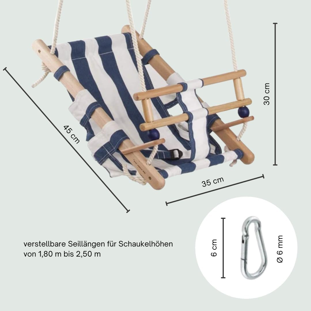 h2i Babyschaukel mit Haltegurt | Kinderschaukel aus wetterfestem Stoff | Kleinkindschaukel für Indoo