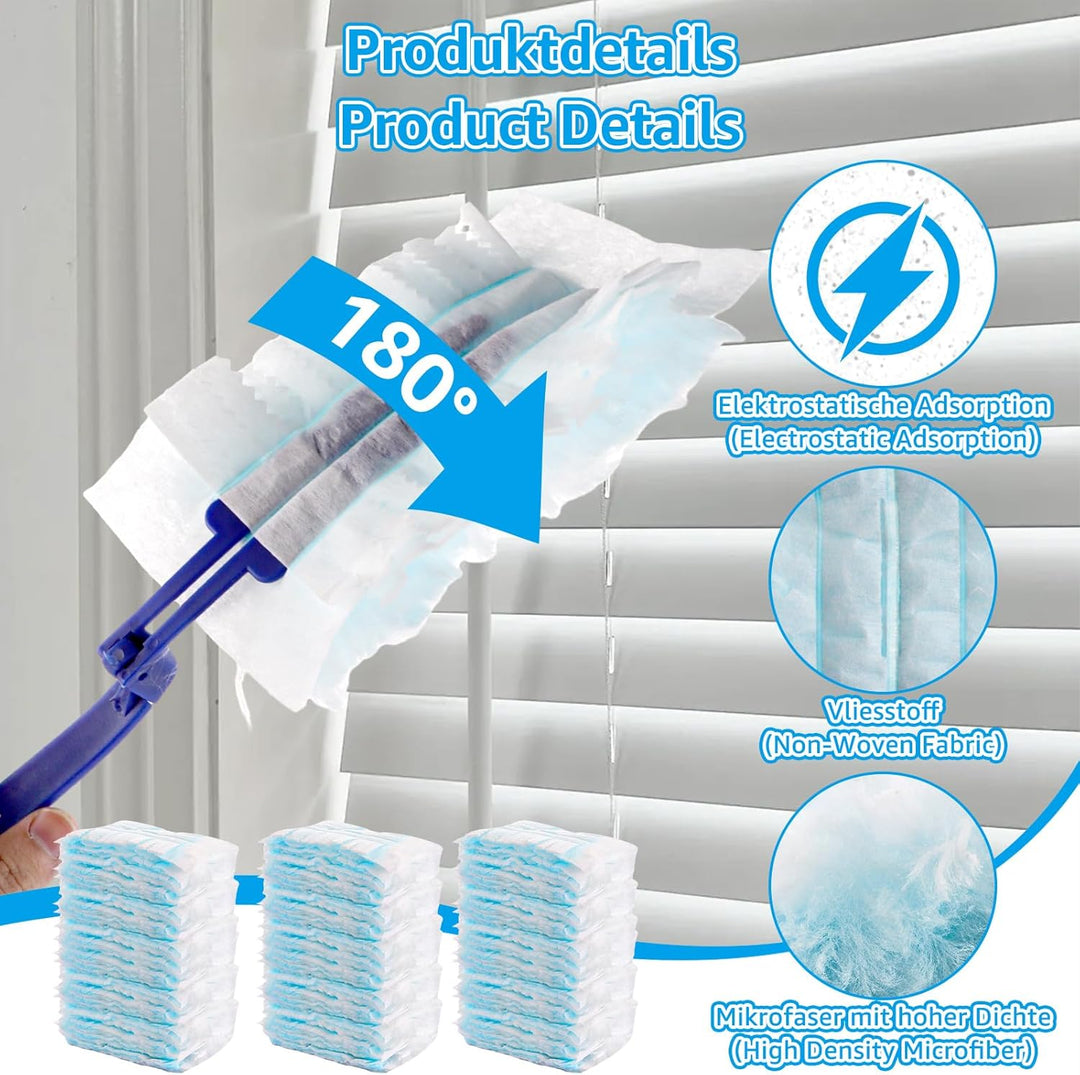 102 Stück Staubmagnet Nachfüllpack, Duster für Pronto Staubwedel, Staubwedel Teleskop Staubwischer m