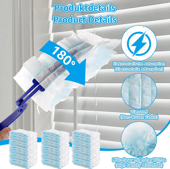 102 Stück Staubmagnet Nachfüllpack, Duster für Pronto Staubwedel, Staubwedel Teleskop Staubwischer m