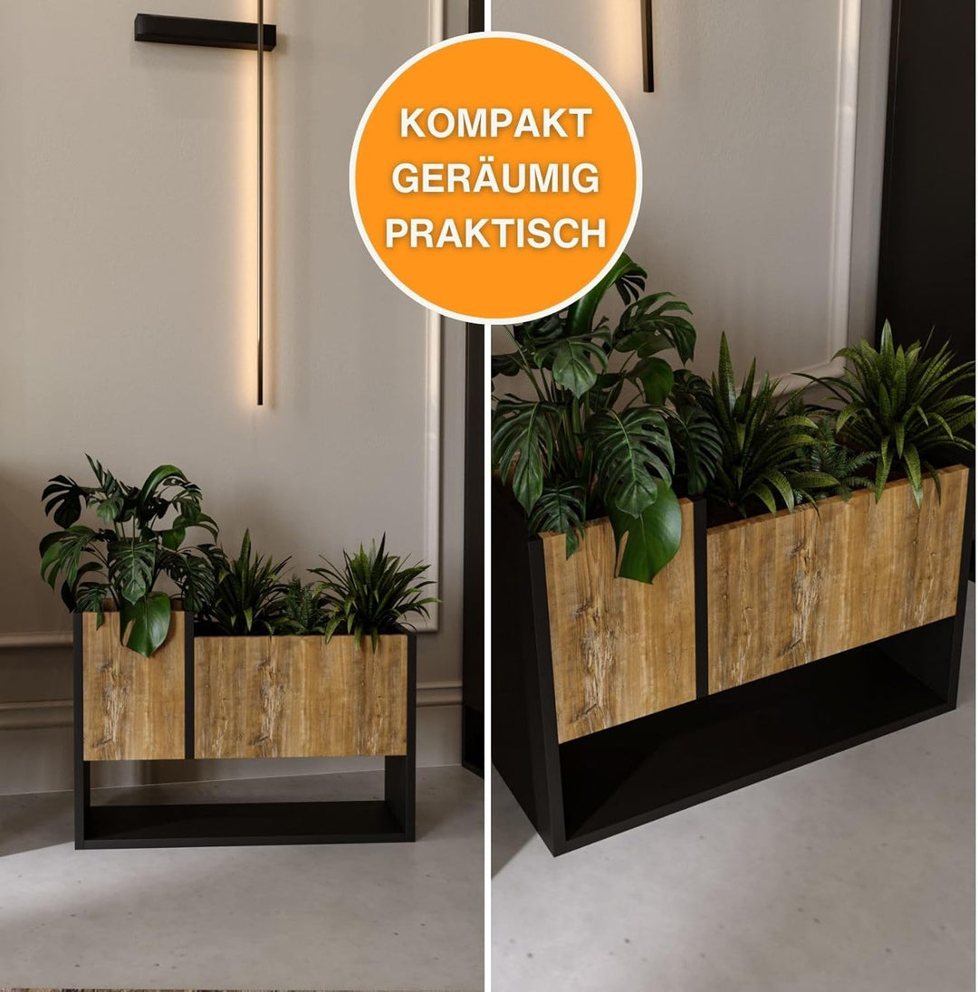 CraftPAK Blumenständer für Innen | Pflanzenständer aus hochwertigem Holzwerkstoff H45 x L64,5 x B22,