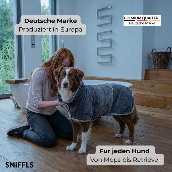 Premium Hundebademantel aus Baumwolle – Grösse L – Hundehandtuch für Hunde – Langlebig, maschinenwas