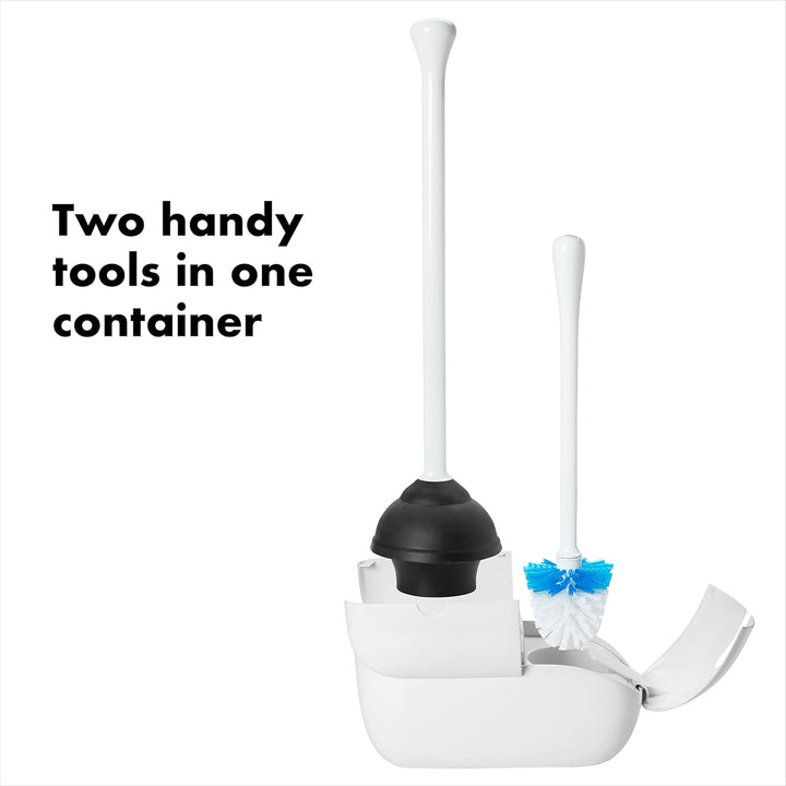 OXO Good Grips Hideaway WC-Bürste und Kolben, Weiss Set, Set