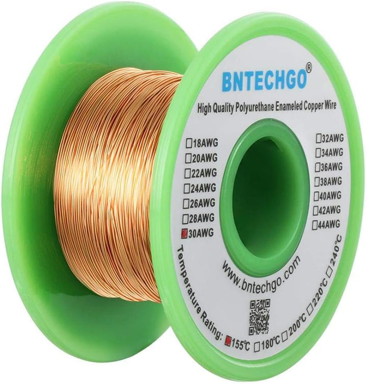 BNTECHGO 30 AWG Magnet Wire - Enameled Copper Wire - Enameled Magnet Winding Wire - 4 oz - 0.0098"Di