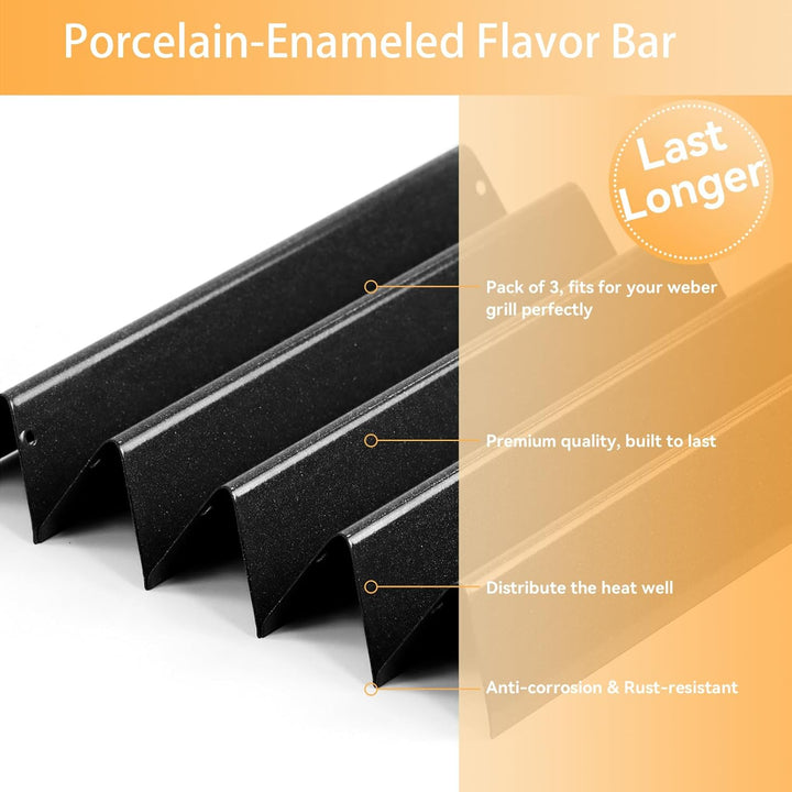 FIRXZYMZ 7636 Porzellan-emailliert Flavorizer Bars für Weber Spirit I & II E/S-310 320 330 (mit vord