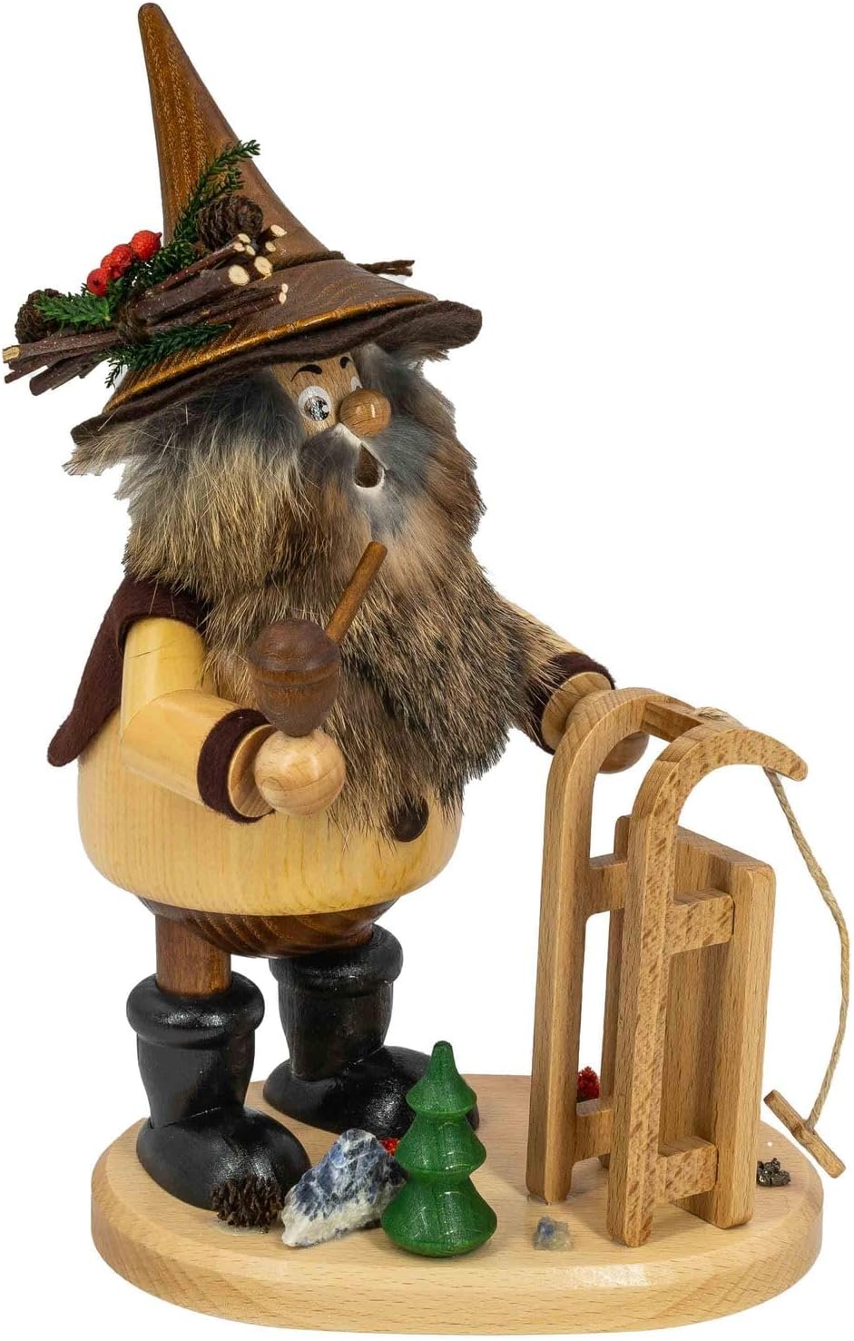 DWU | Erzgebirgisches Räuchermännchen Räuchermann | Weihnachtsdekoration Handwerkskunst | Waldwichte
