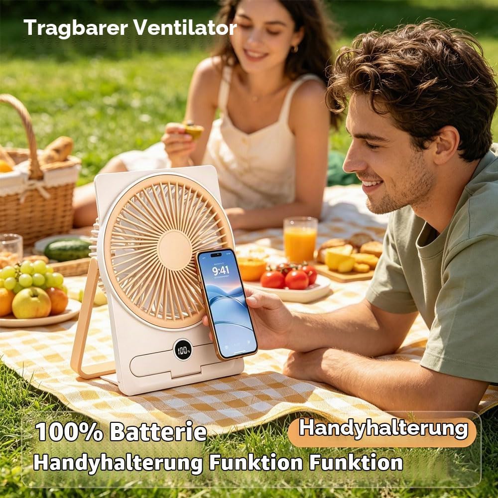 Tischventilator Klein, Mini Ventilator, USB Ventilator, Tischventilator Sehr Leise, 5 Geschwindigkei