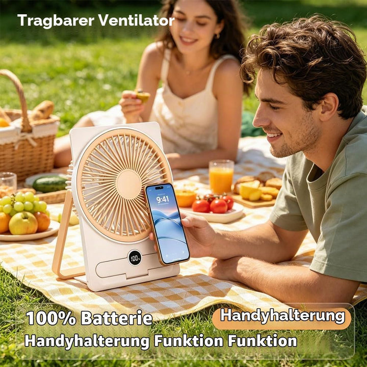 Tischventilator Klein, Mini Ventilator, USB Ventilator, Tischventilator Sehr Leise, 5 Geschwindigkei