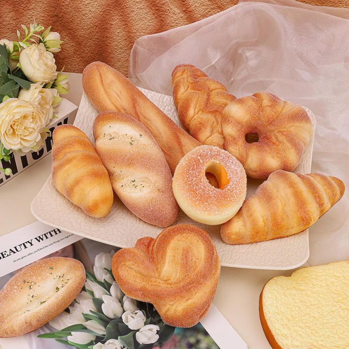 10 Stück Künstliches Brot Dekoration Simuliertes Baguette Toastscheiben Donut Laibchen Realistische