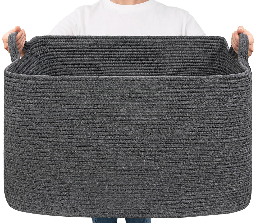 TIMEYARD faltbarer Wäschekorb 85 L, geflochtener Aufbewahrungskorb für Kinderzimmer, Square Laundry