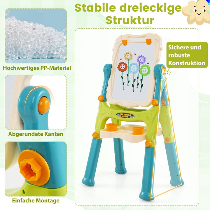GOPLUS Staffelei mit Doppelseitiger Tafel, Drehbare & Magnetische Maltafel mit Füssen in 2 Verschied