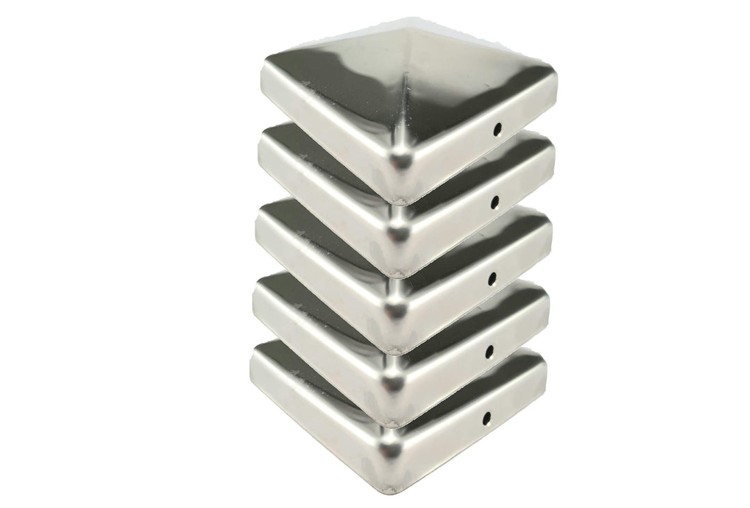 Premium Pfostenkappe 101x101 mm aus Edelstahl für Pfosten 10x10 cm Pyramide Zaunkappe Abdeckkappe 5