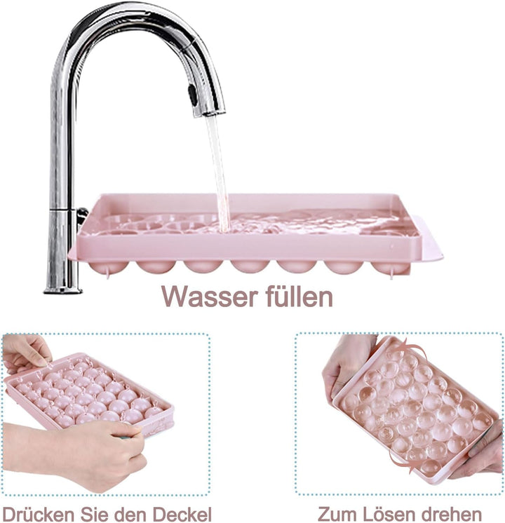 Miaowoof Eiswürfelform mit Deckel und Behälter, 2,5 cm x 99 Stück Runde Eiswürfel, Non-BPA Eiswürfel