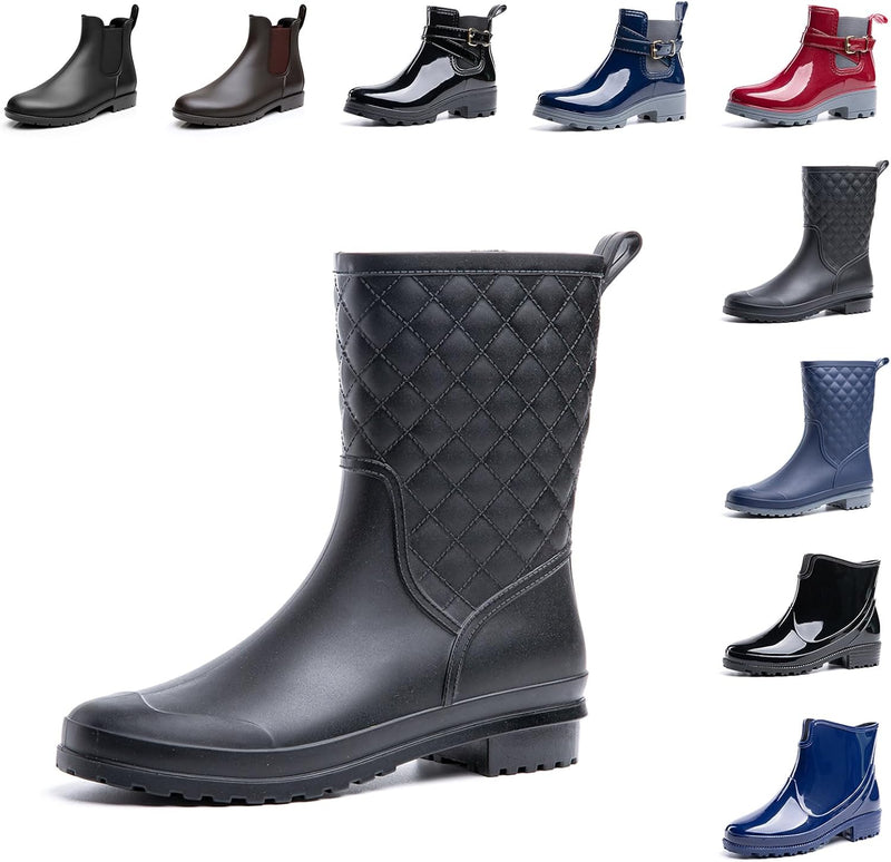 Gummistiefel Damen Kurz Chelsea Boots Stiefeletten Wasserdicht Rutschfest Regenstiefel Damen Gummist