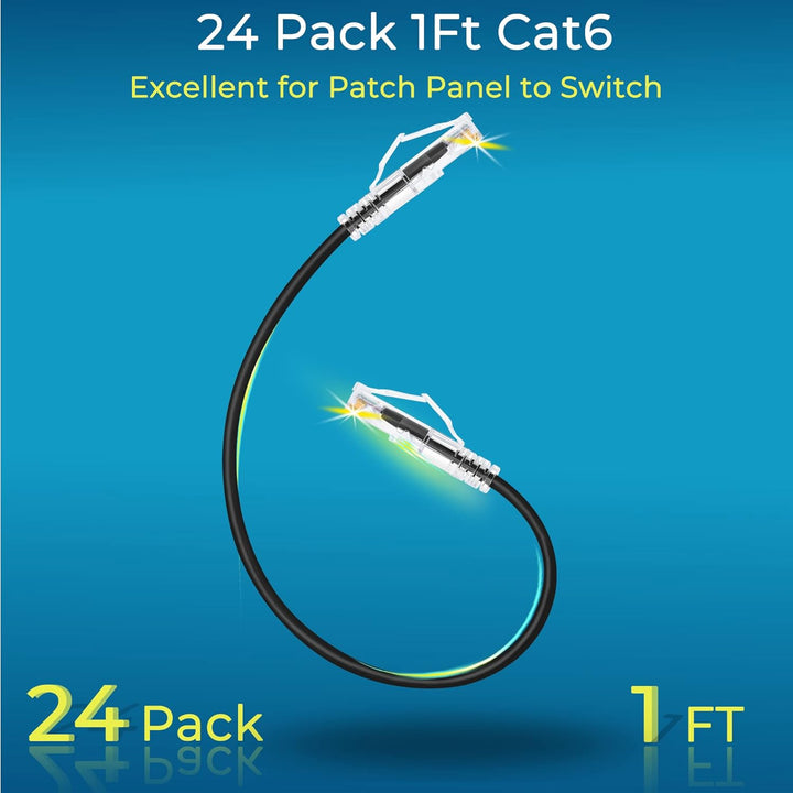 Rapink Patchkabel Cat6,Cat6a 3ft 24 Stück Slim, Cat6a Ethernet Patchkabel 10G Unterstützung, flexibl