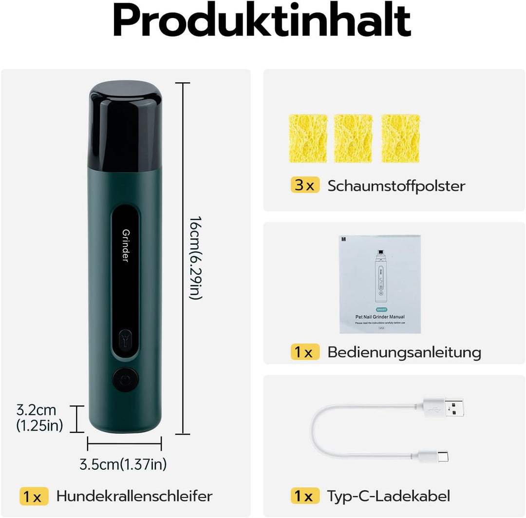 Krallenschleifer für Hunde – LED Beleuchtung, 5 Stufen, 45 dB leiser Motor – für kleine, mittelgross