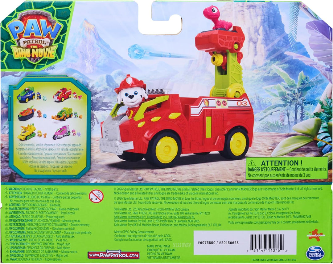 PAW PATROL: Der Dino Film, Marshalls Dino-Feuerwehrauto mit Rettungsleiter &amp; Projektilen, Fahrzeug i